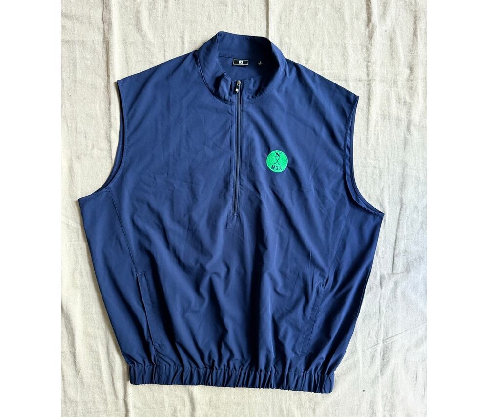 FootJoy FJ Quarter Zip Golf Vest Men's Large Windbreaker Navy Blue Pockets MGA